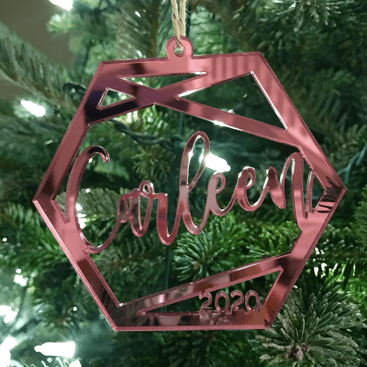Personalized Name Geometric Christmas Ornament, Acrylic - VividEditions