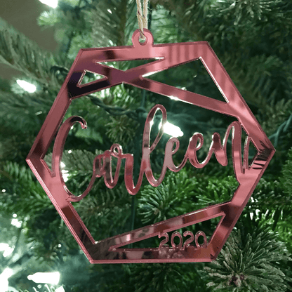 Personalized Name Geometric Christmas Ornament, Acrylic - VividEditions
