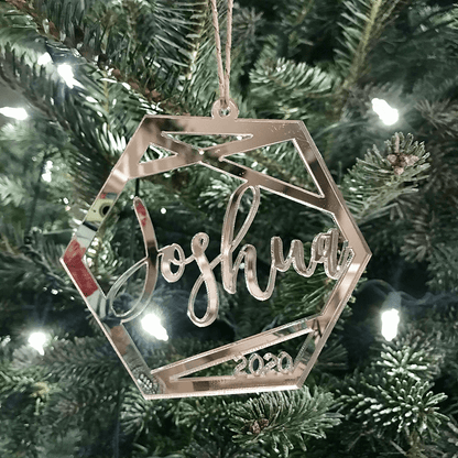 Personalized Name Geometric Christmas Ornament, Acrylic - VividEditions