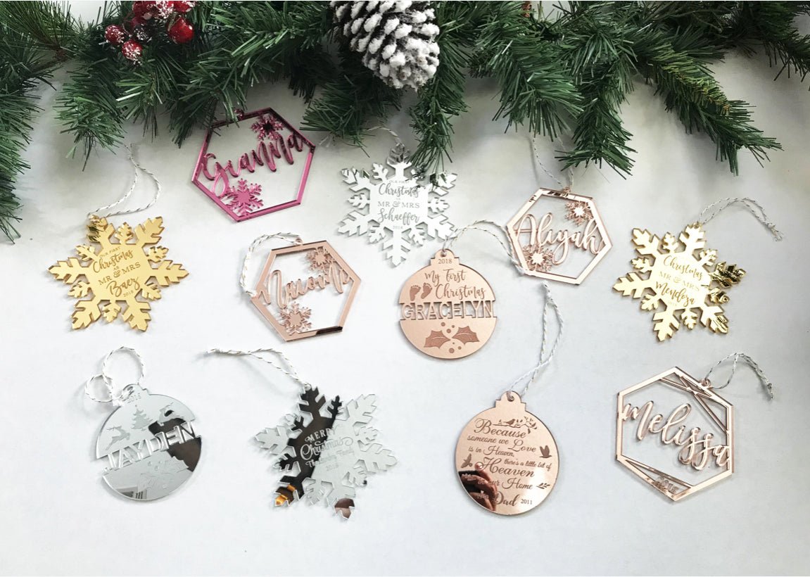 Personalized Split Round First + Middle Name Christmas Ornament, Acrylic - VividEditions
