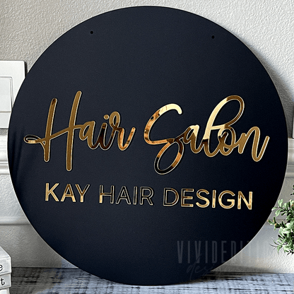 Round 3D Acrylic Business Sign - VividEditions